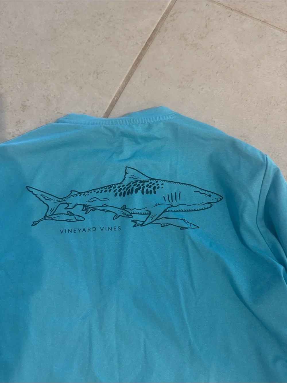 Vineyard Vines youth Long-Sleeve Aqua Shark Rash Guard